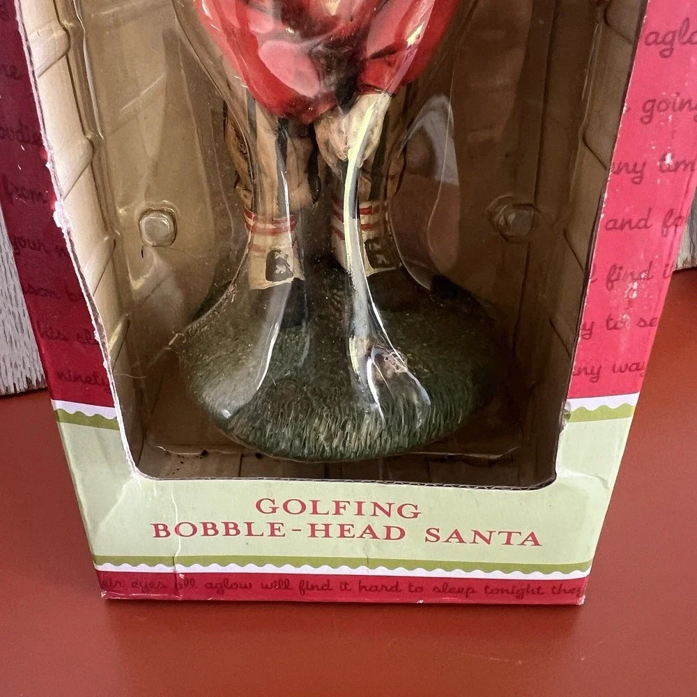 Vintage 2002‎ Golfing Bobble-Head Santa Hand-Sculpted Figurine